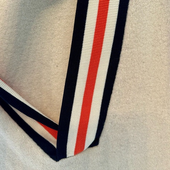 Scotch & Soda Cream Varsity-Style Sweater Dress with Coral and Navy Trim XS - Picture 4 of 9